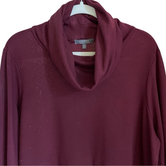 Lisa Rinna Collection Cowl Neck Tunic Top With Long Sleeves. Burgundy. Size 1XP - Picture 2 of 13